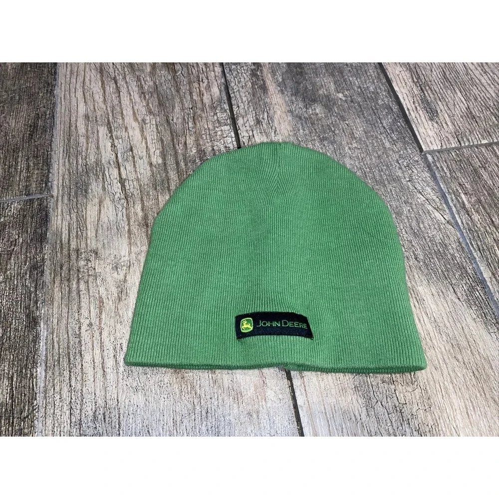 John Deere Beanie‎ Green Winter Hat Ski Knit Cap Farm One Size Youth Boys